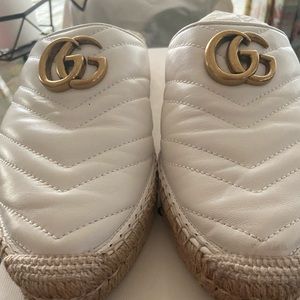 Gucci White Marmont Mules Espadrilles flats